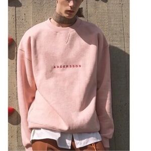 Andersson Bell Light Pink Signature Embroidered Logo Sweatshirt Size Medium